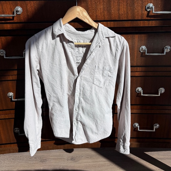 Frank & Eileen Barry Super Soft Brushed Cotton Button Down Dove Gray XS - Picture 3 of 5
